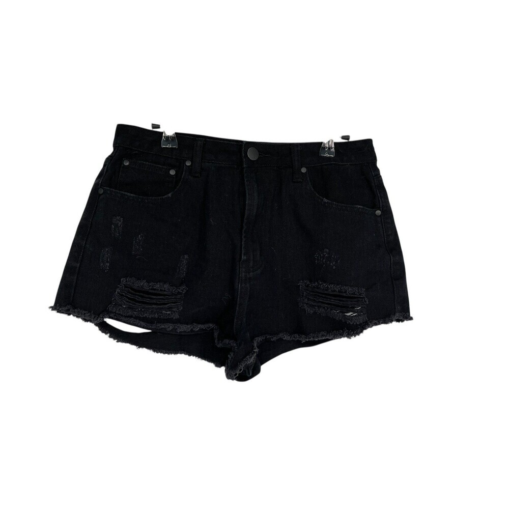 Tobi Denim Shorts Women's Size 29 Black 100% Cotton Distressed